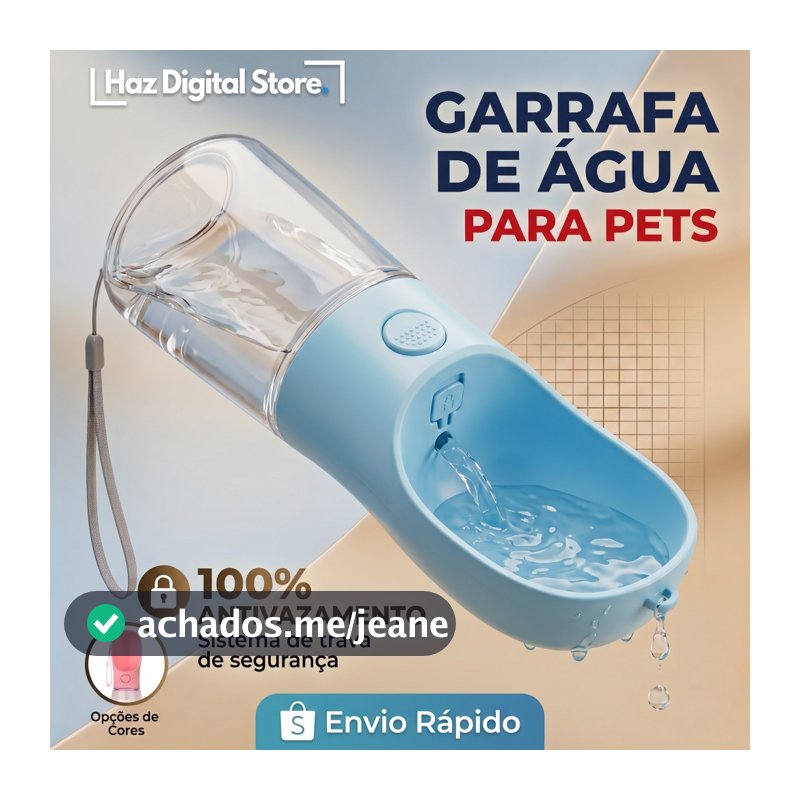 Bebedouro Garrafa Água Pet Portátil 350ml Passeio Viagem Com Trava Antivazamento Cachorro Gato Cães /