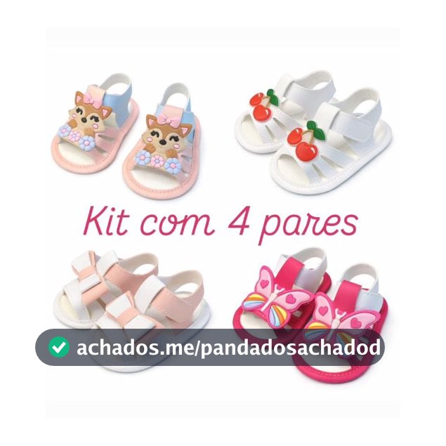 Kit com 4 pares Sandalias para seu Bebe Menina Super Estilosa