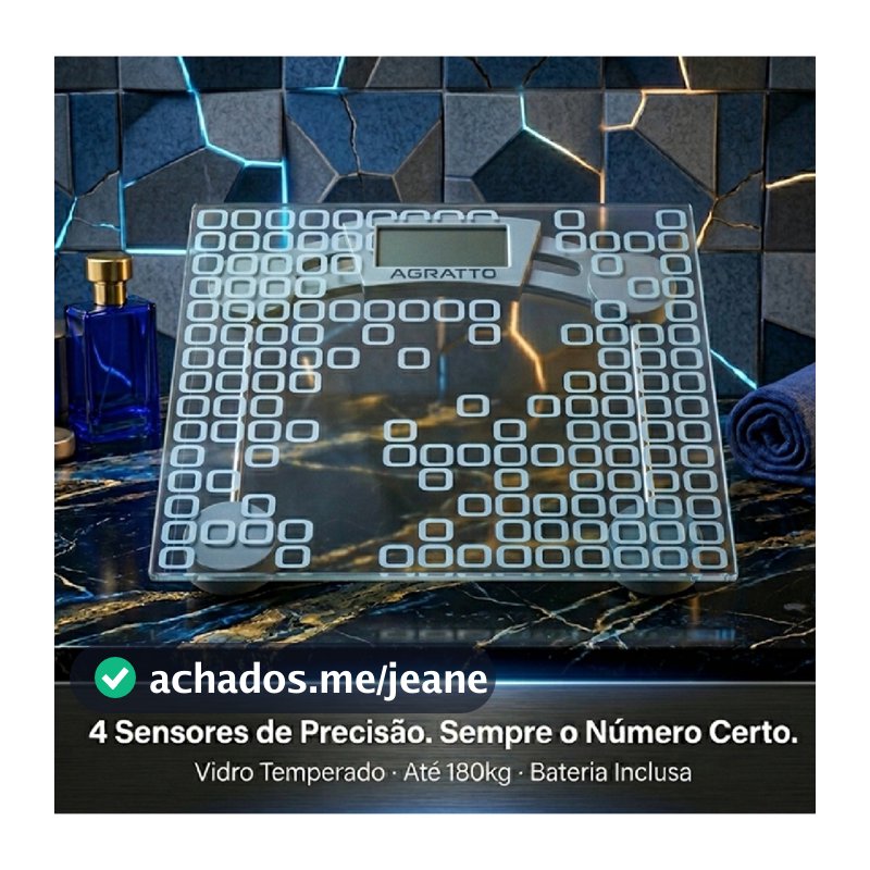Balança Digital Precisão Levve Pés Antiderrapantes Vidro Temperado Suporta 180kg 4 Sensores De Presão Agratto Bateria