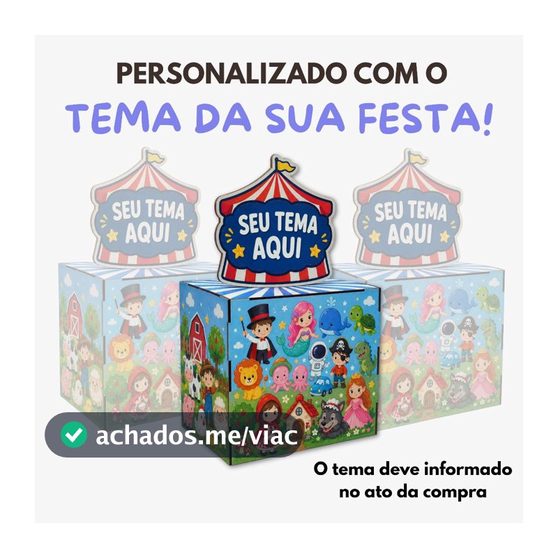 5/10/15 PCS Cubo Porta Treco Personalizado MDF 10x10 – Tema à Escolha