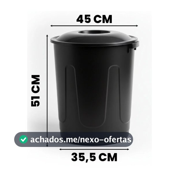 Lixeira Grande 60 Litros com Tampa e Alças Resistente Reforçada