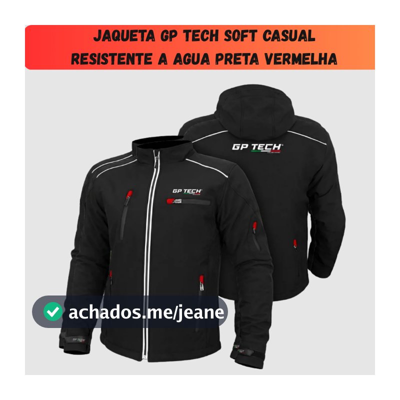 JAQUETA SOFT CASUAL RESISTENTE A AGUA PRETA E VERMELHA