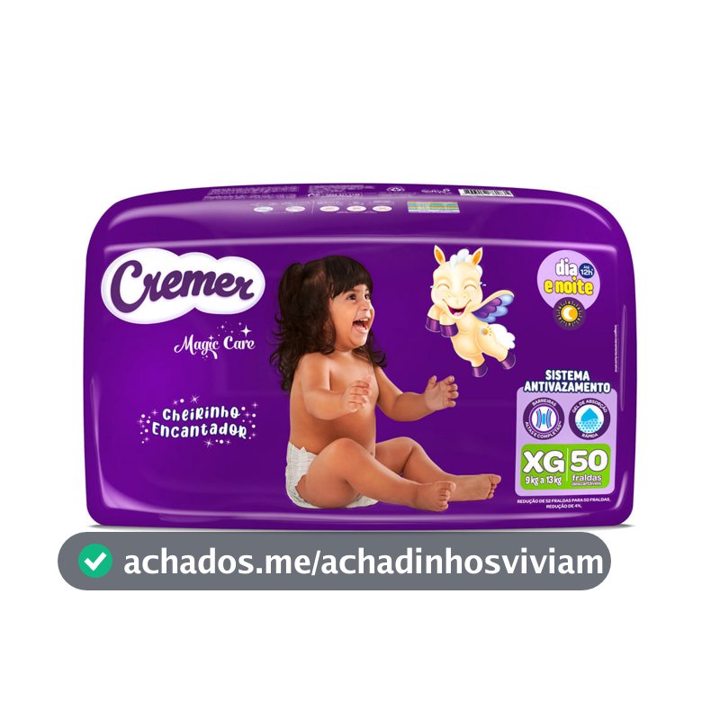 Fralda Cremer Magic Care Cheirinho Encantador Tamanho XG 50 Unidades Descartáveis