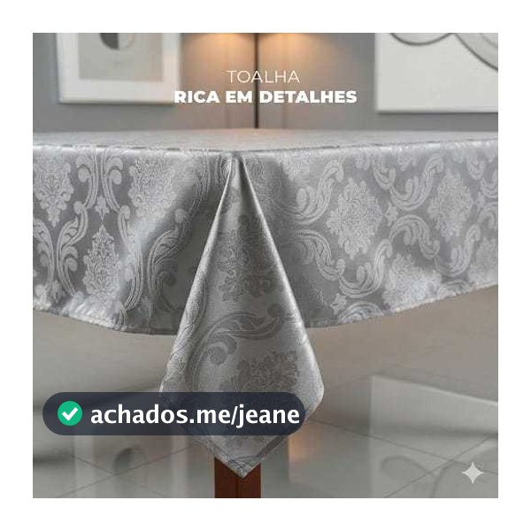 Toalha de Mesa 6 Lugares  Jacquard 2,00x1,40m Tecido Grosso Luxo Decorativa Festa Cozinha Sala