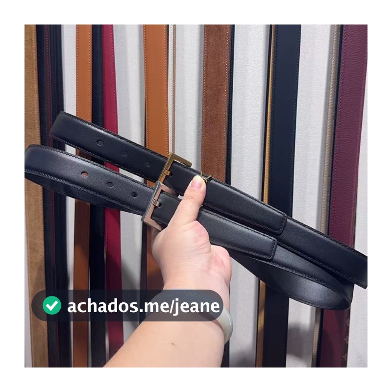 Cinto Fino Feminino De Novo Estilo De Alta Qualidade , Largura 3.0 Cm , Marrom Couro Genuíno , Vem Com Caixa E Bolsa À P