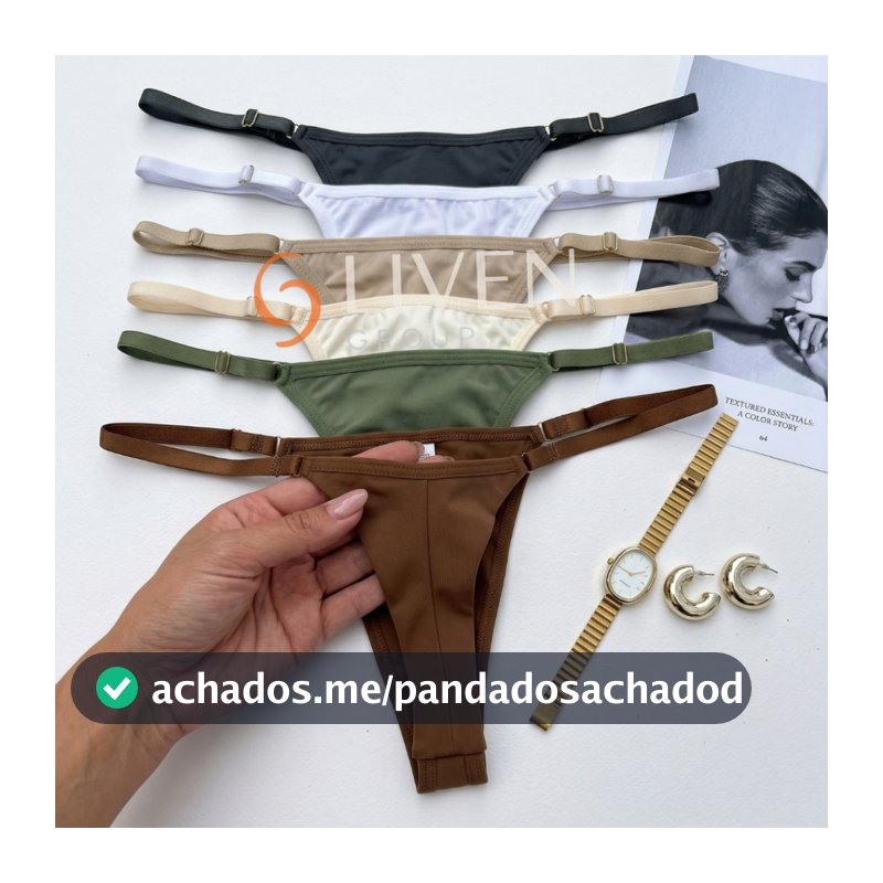 Kit 5 Calcinhas Fio Dental Duplo  Regulagem Levanta Bumbum Tanga Lingerie Feminina Moda Intima