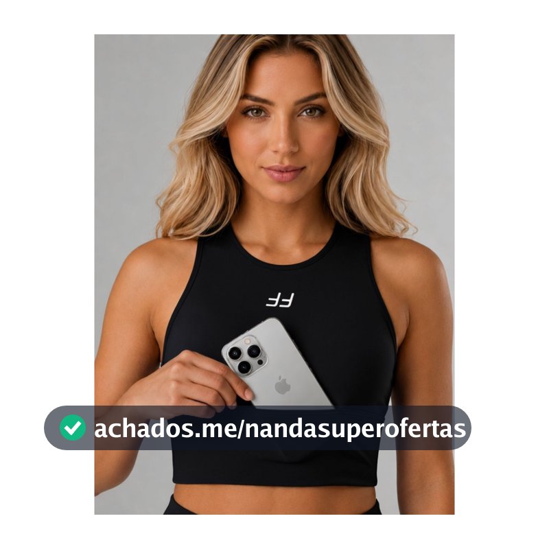 Top Cropped com Bolso 360 Academia Feminino Fitness Corrida Alta Sustentação com Bojo