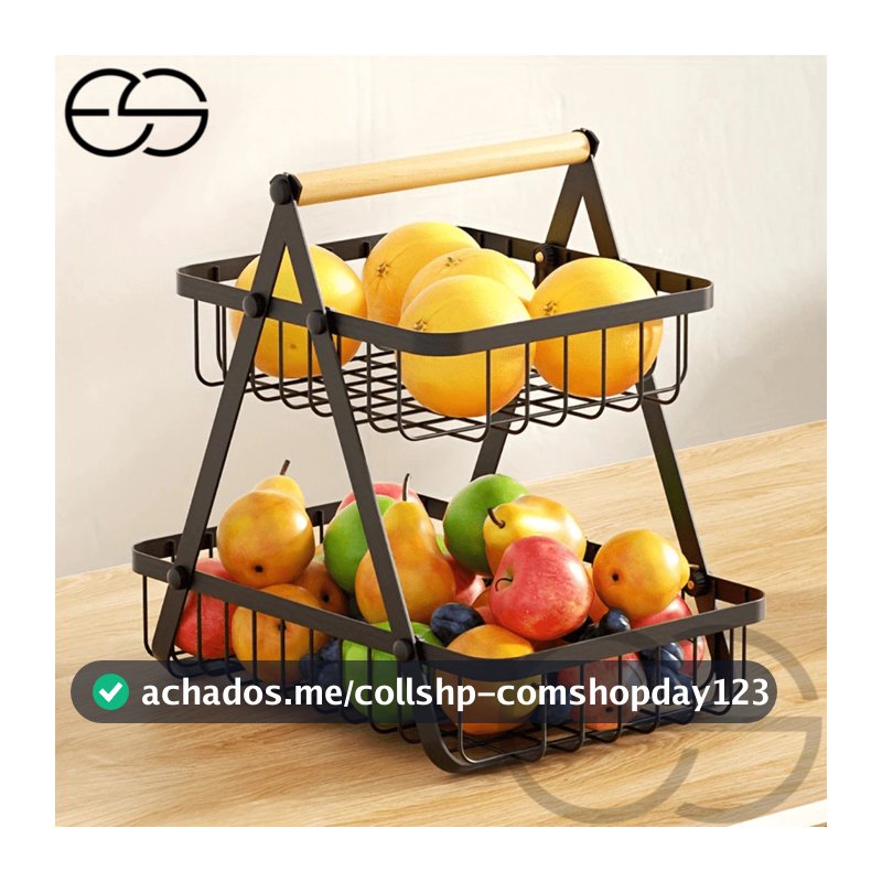 Fruteira de Mesa ou Cesto Multiuso Cesta de metal portátil Organizador para Casa Cozinha Escritório ES