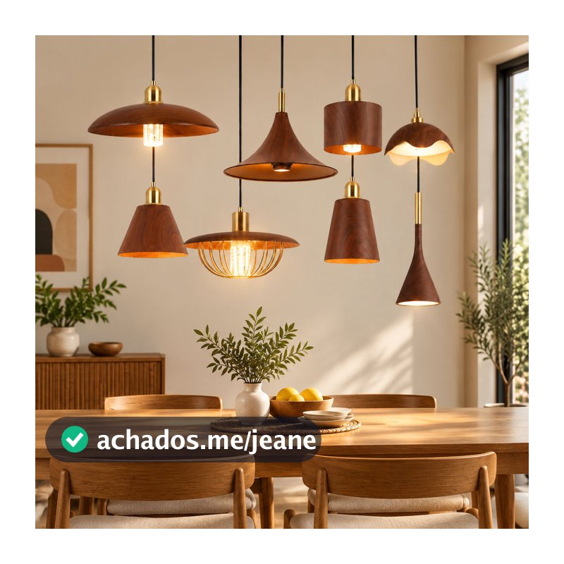 Grão De Madeira Pingente Luz Ajustável Latão Acento Pendurado Lâmpada Do Teto Moderno Retro Para Sala Jantar Restaurante