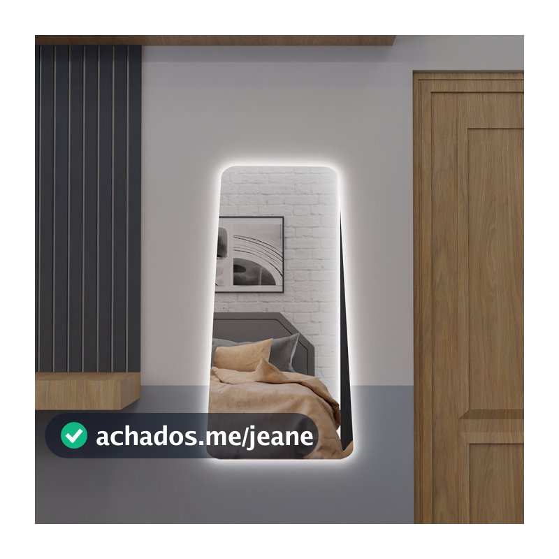 Espelho Corpo Inteiro E19 Com Led Luz Branca e Amarela Corpo Inteiro Sala Quarto Salão