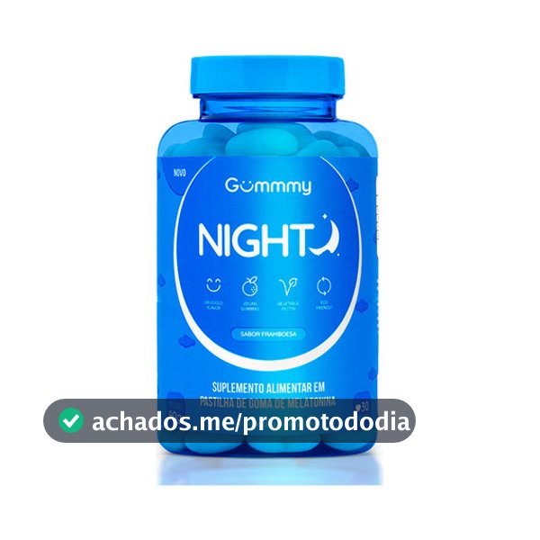 Gummy Night Melatonina Suplemento Alimentar Em Pastilha Goma Sabor Framboesa 30 Unidades