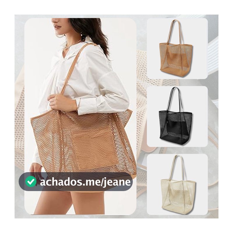 Bolsa feminina oversized para praia e piscina, com vários bolsos