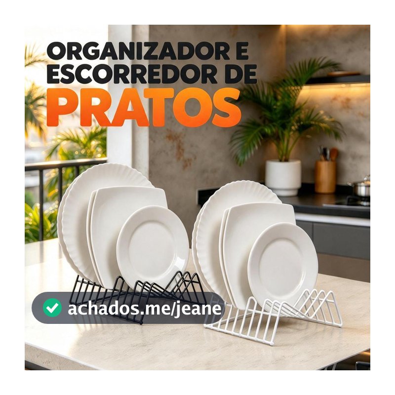 Organizador Escorredor de Pratos Multifuncional Suporte Para Pratos Armário e Pia Vertical até 12 Pratos