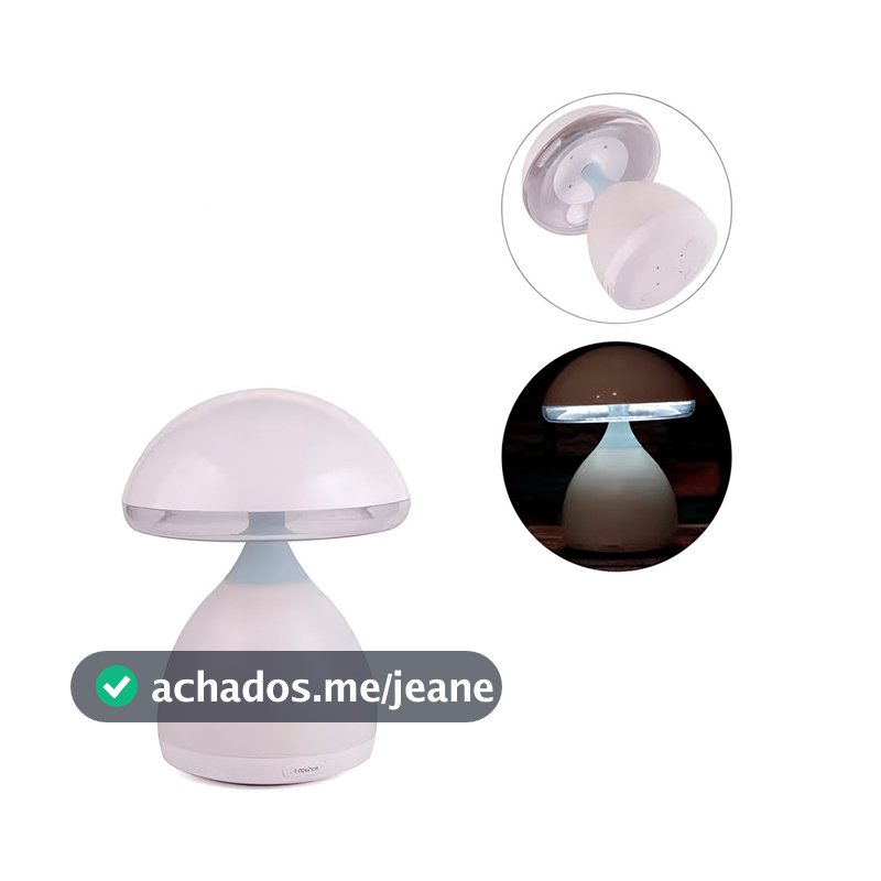 Luminária Abajur LED Recarregável Cogumelo 7 Cores