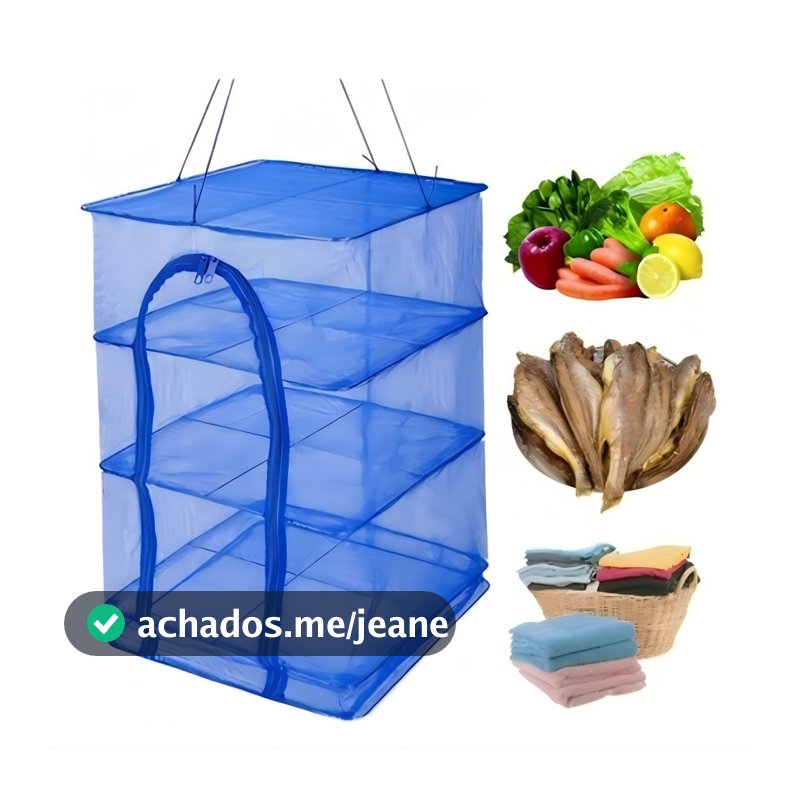 Rede de Secagem para Alimentos - Varal em Camadas com Bandejas para Desidratar Frutas, Legumes, Pimentas e Peixes