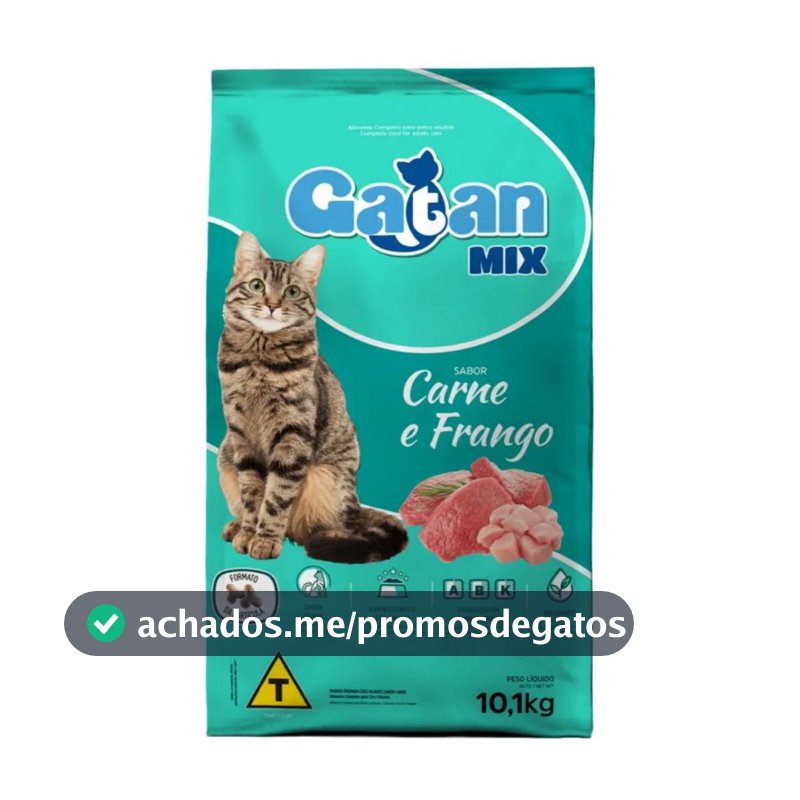 Ração Alimento Barata Gatan Mix Para Gatos Sabor Carne E Frango 10,1kg- GATO ADULTO SEM CORANTES.