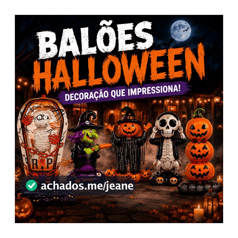 Balão Inflável Gigante Halloween Abóbora Esqueleto Aranha Bruxa com Base ou para Pendurar Decoração de Festa