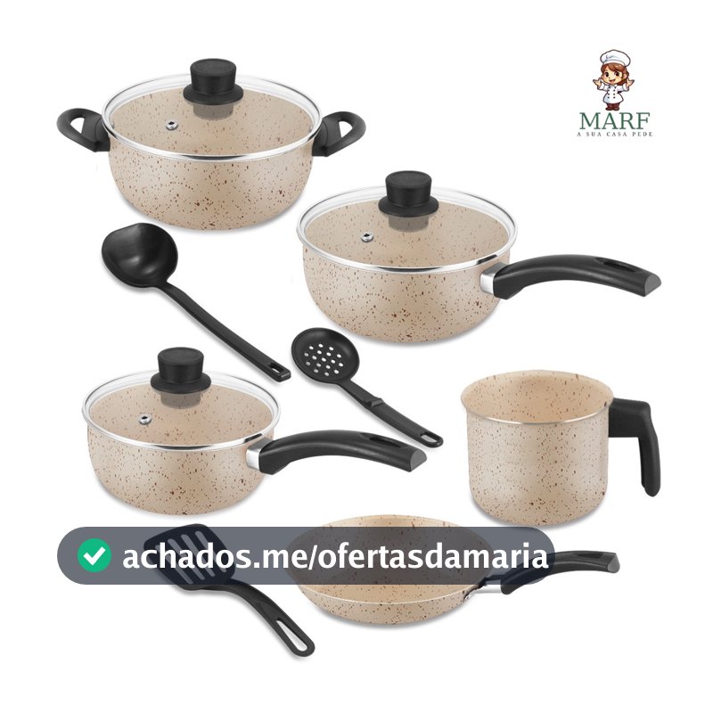 Panelas Antiaderente Kit 8 Peças Teflon Premium 5 Camadas Qualidade e com Tampa de Vidro – MARF