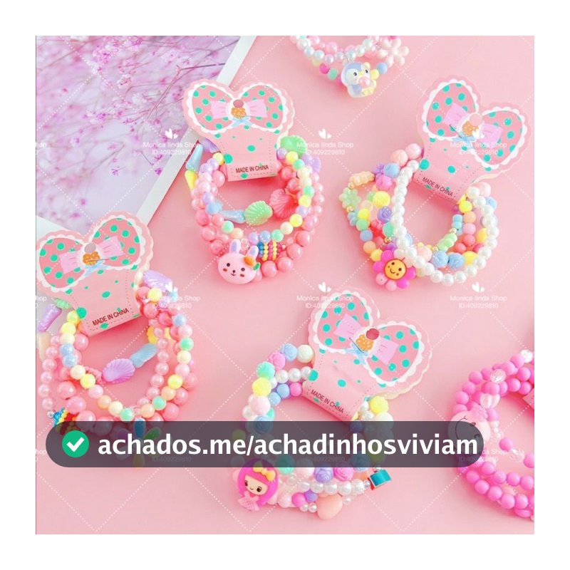 Kit 24 pulseiras lindas infantis de miçanga