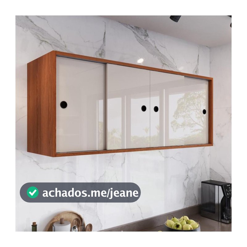 Armário Multiuso Suspenso 116cm Parede Cozinha Lavanderia Escritório Balcão de Parede com 4 Portas de Correr