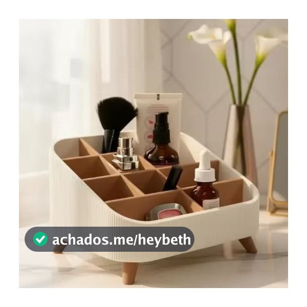 Organizador de Maquiagem com Divisórias Porta Cosméticos Pés Bege Branco Preto Luxo Elegante