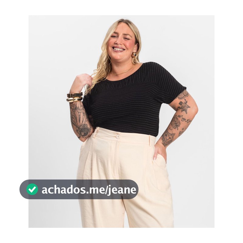 Blusa Feminina de Viscose Plus Size Infinita Cor Preto