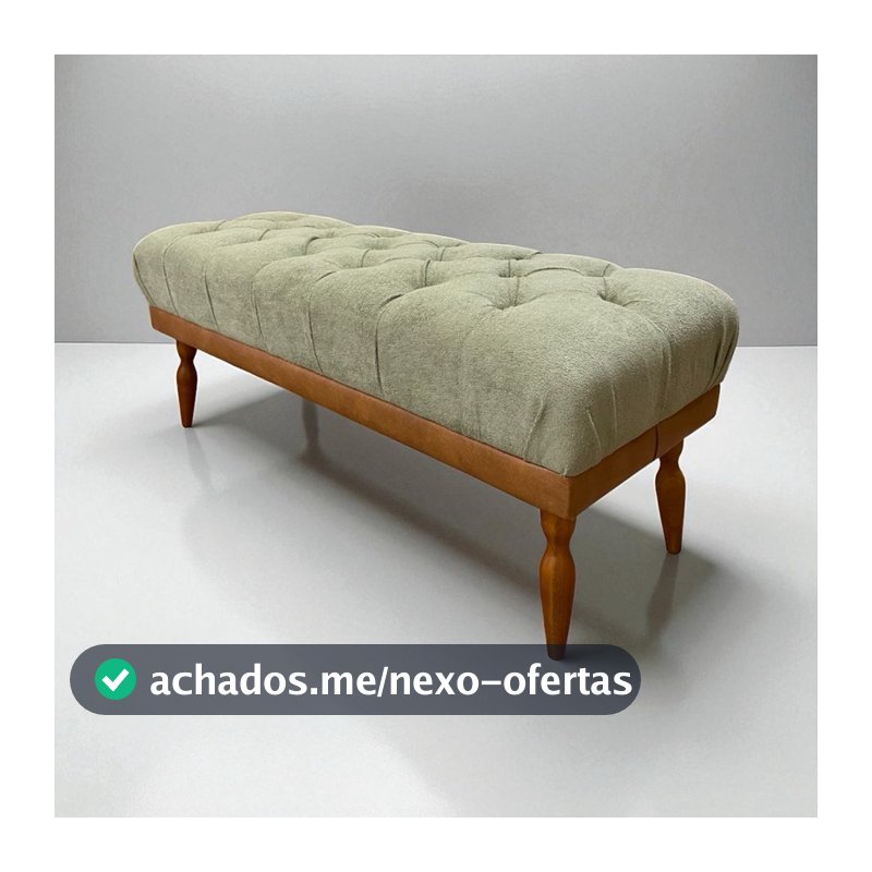Recamier Puff 100cm ou 120cm Tecido Boucle base de Courissimo Amadeirado - Pés de Madeira