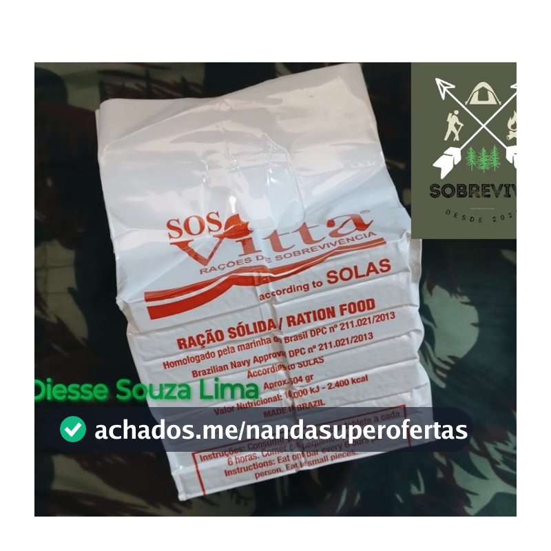 Ração Humana De Sobrevivência Solida SOS Vitta Emergência EDC, Camping, 1 Pacote De 504g