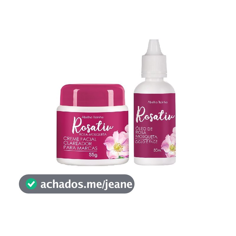 Kit Creme Clareador Para Marcas Com Óleo Rosa Mosqueta 55g + Óleo Rosa Mosqueta Rosativ Abelha Rainha 30ml