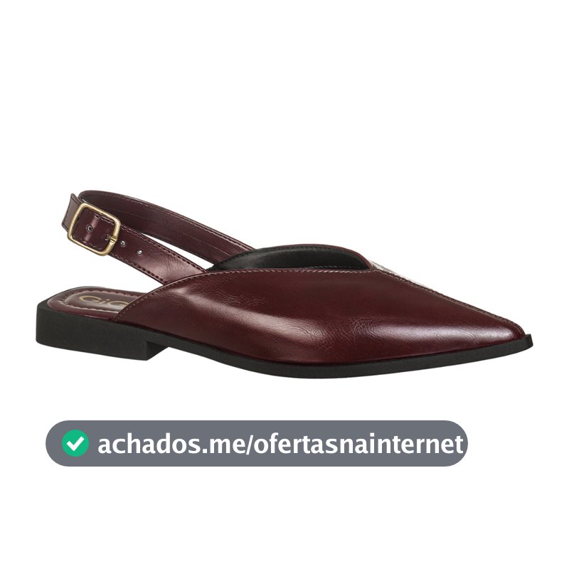 Sapatilha Feminino Slingback Bico Fino Fivela Lateral Rasteira Recorte V Elegante Cris GiGiL