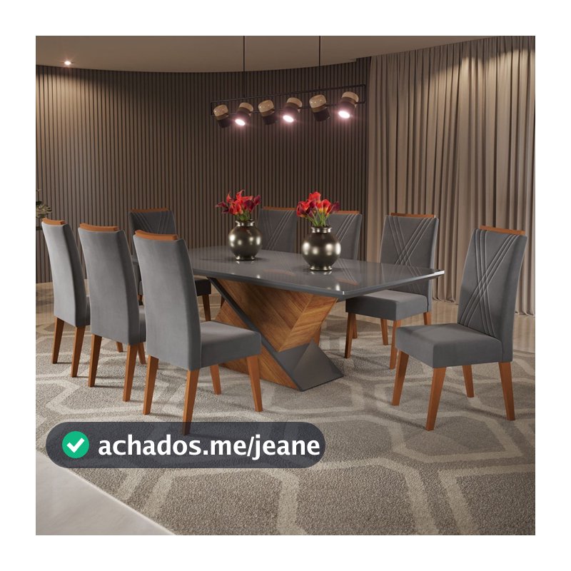 Mesa de Jantar 8 Lugares Easy com Vidro