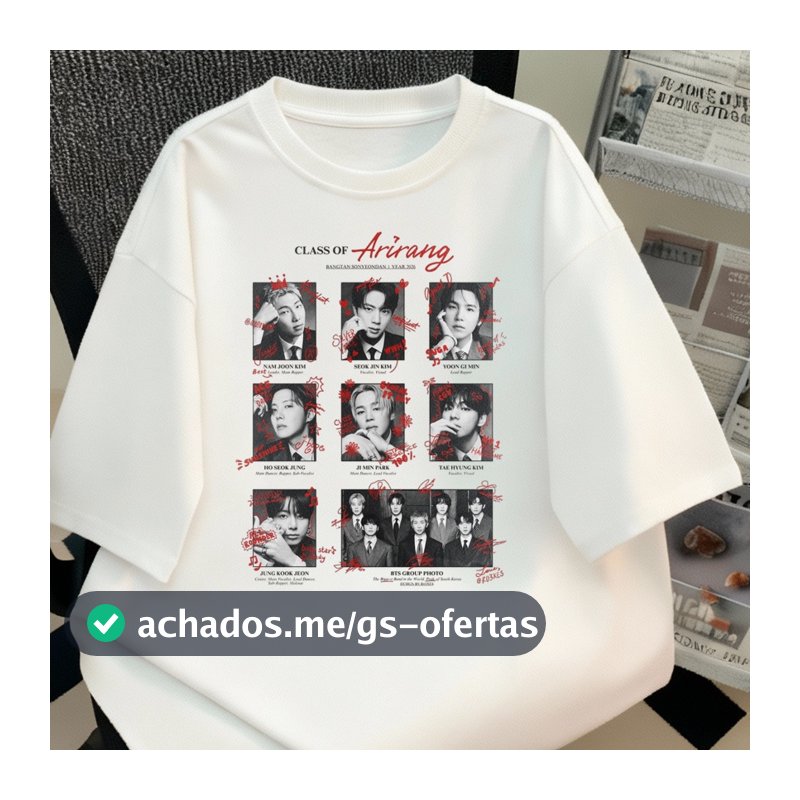 Camiseta BTS premium unissex lançamento Arirang tour 2026 k-pop novo album fãs ediçao limitada