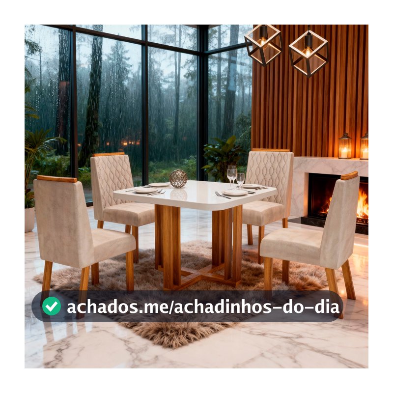 Sala de Jantar 90x90 Paola Tampo OFF-White 4 Cad Bom Pastor