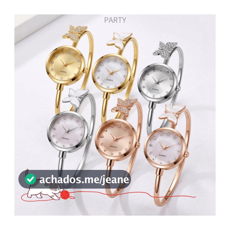 Relógio De Pulso De Punho Aberto , Com Pulseira De Borboleta Motivo E Design Delicado , Mostrador Em Madrepérola