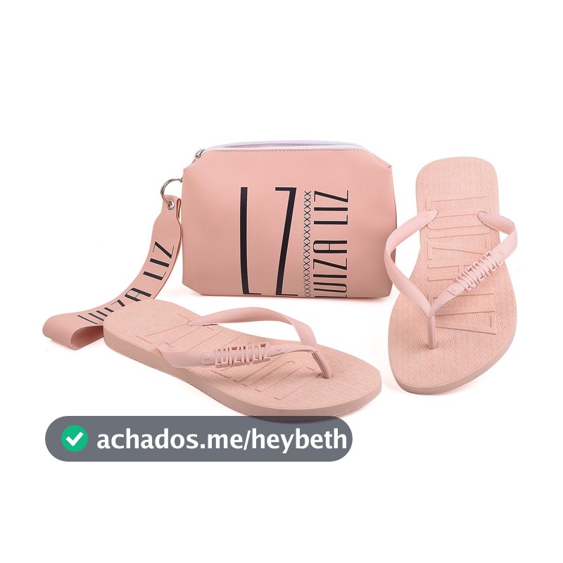 Kit chinelo Luiza Liz e necessaire bolsa de mão pequena kit dia a dia blogueira