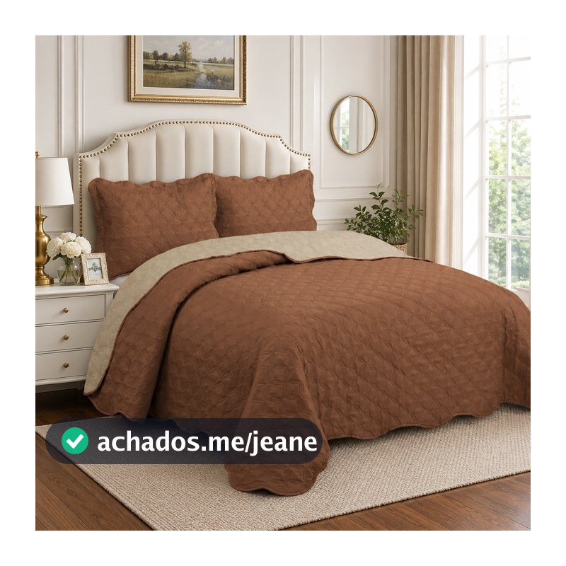 Colcha Cobre Leito Duo Collor 3 peças Solteiro , Casal, Queen , King, Super King