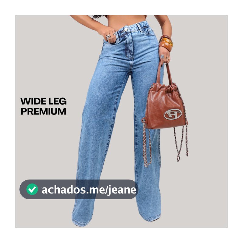 CALÇA WIDE LEG JEANS FEMININA 100% ALGODÃO PANTALONA PREMIUM