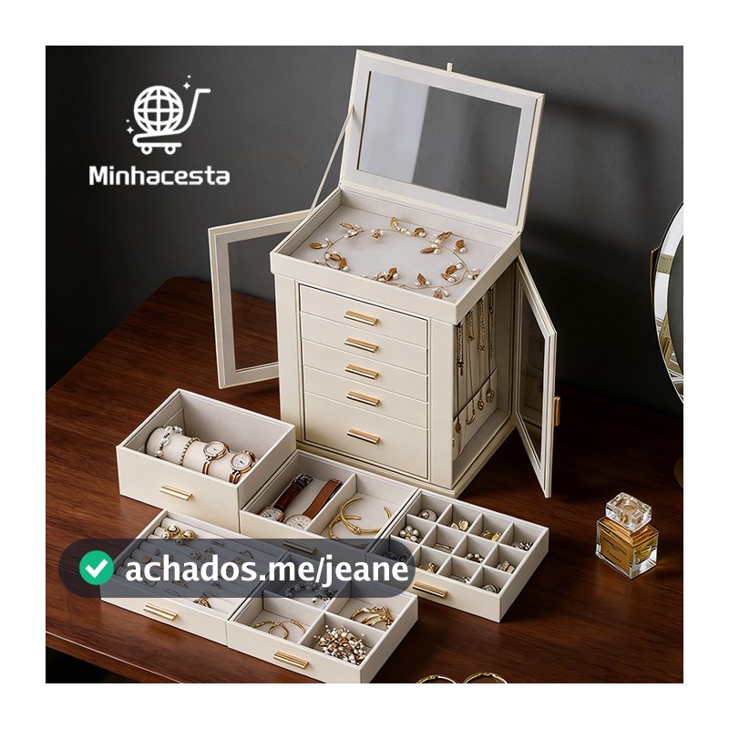 Grande Capacidade Caixa De Joias de Multilayer couro Expositor De Jóias Colares Brincos Pulseiras
