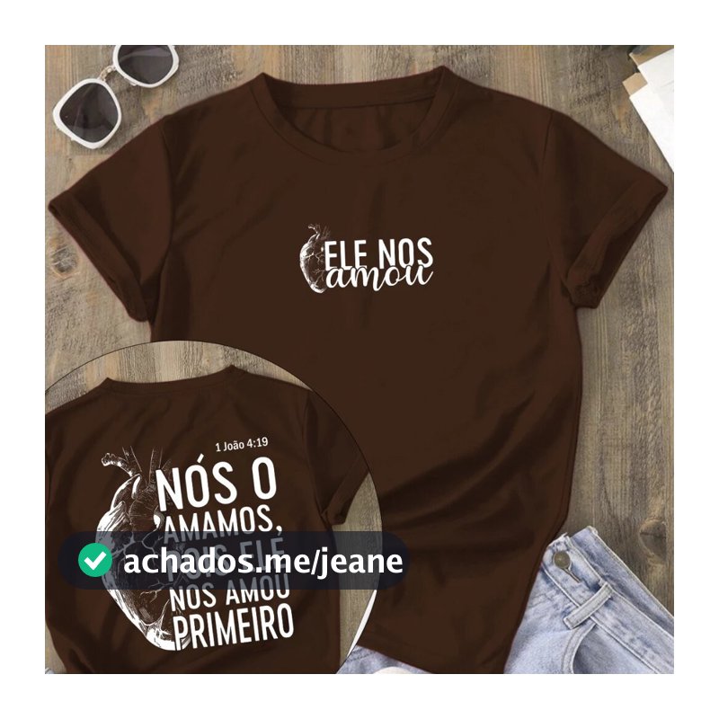 [Camiseta Premium em Algodão Puro]CC Camiseta Evangélica Camiseta Blusa Cristã "Ele nos amou primeiro" Unissex
