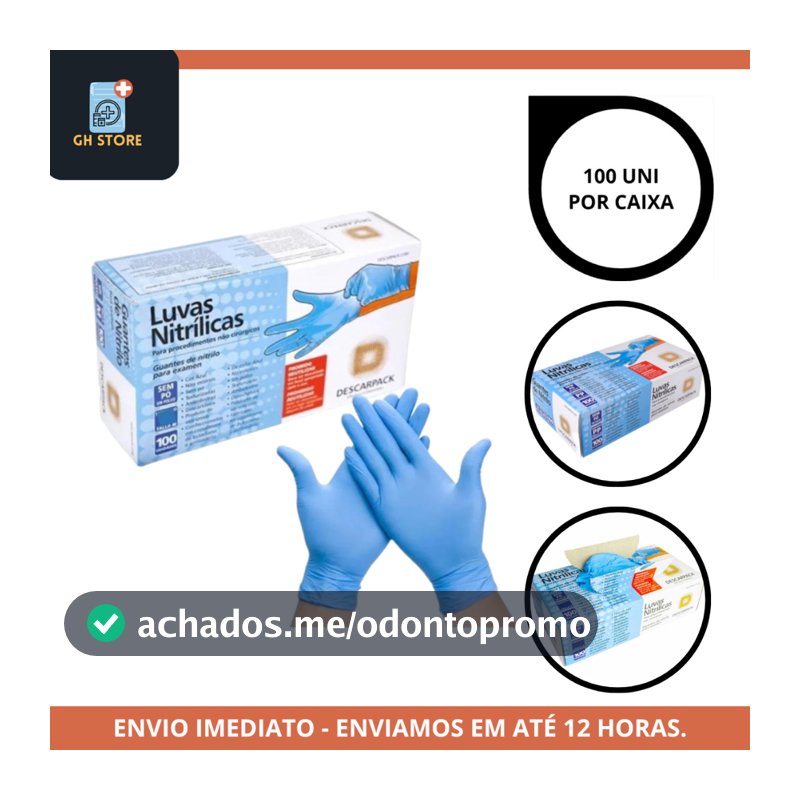 KIT 4CX Luva Nitrílica Azul Descarpack - Resistente, Sem Pó e Látex, Barreira Contra Contaminação