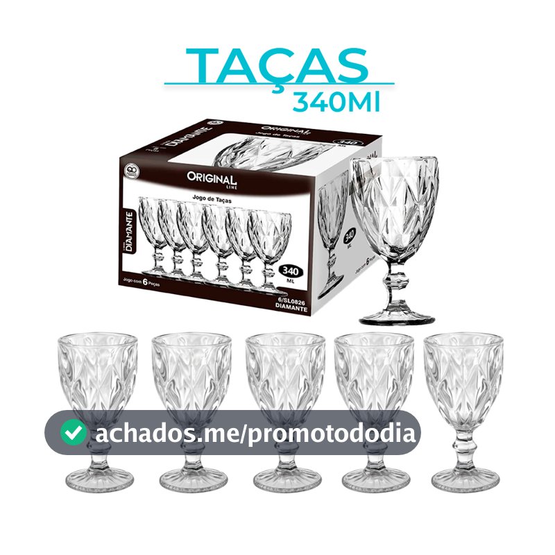 Jogo 2/4/6 Taças Vidro Diamond Bico Jaca Abacaxi Conjunto Taça Para Água Vinho Tinto Suco Diamante