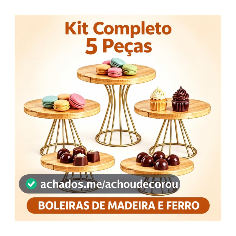 Kit Boleira Bandejas Decoração Festa Expositor Doces 5 Peças
