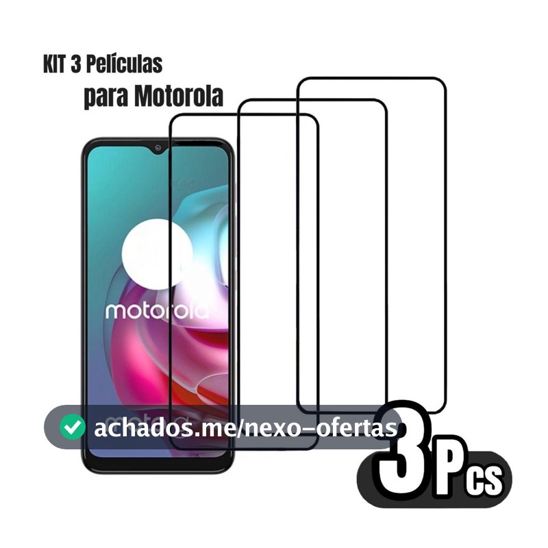 Kit 3 Película De Vidro Temperado 3D/9D Para Motorola Moto G10 G20 G30 G52 G82 G54 G64 G15 G35 G55 G75 E14 G56 G86 G05