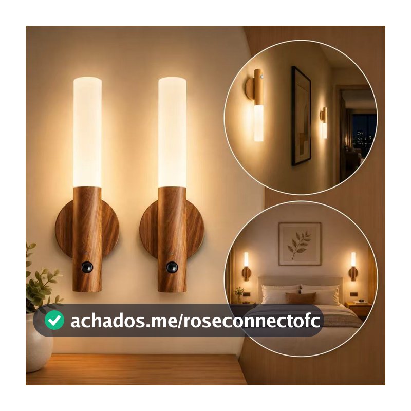 Luz LED com Sensor de Movimento Sem Fio Recarregável USB para Parede