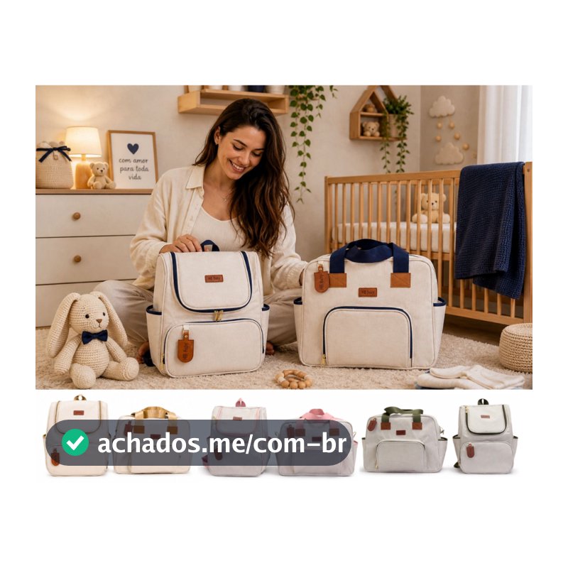 Kit Bolsa Maternidade Saída Linho Bebê Menino Menina