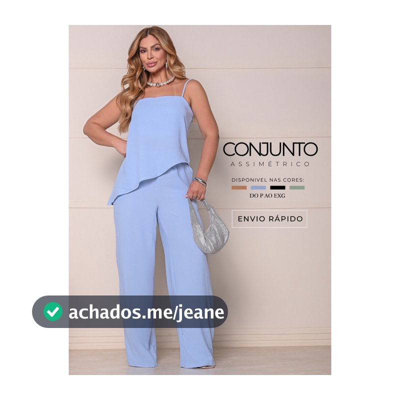 Conjunto Feminino Calça Wide Leg e Blusa Assimétrica Elegante Confortável
