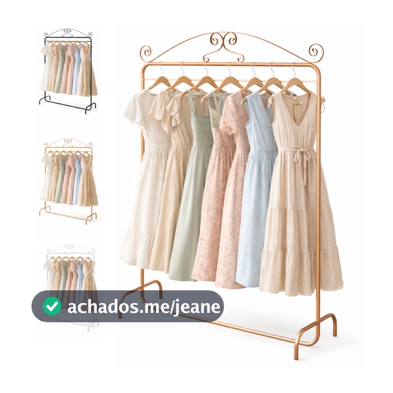 Arara de Roupa Vintage Rose Gold 1.20 Metro de Chão em Metal com Altura Ajustável