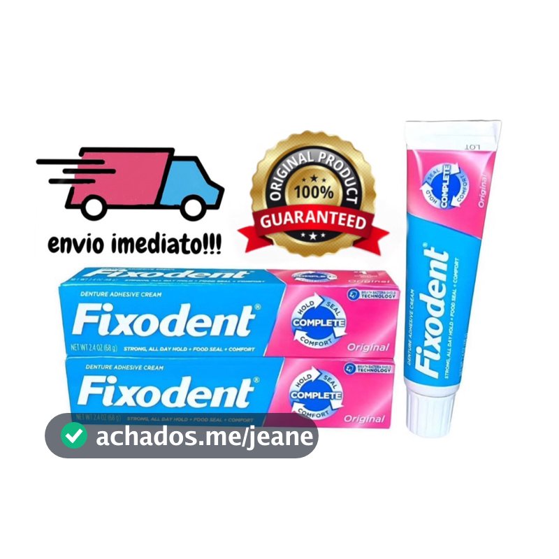 kit de 2 Fixodent Original 68g（2 turbo） 100% Original Fixador De Prótese Em Gel Sem Glúten