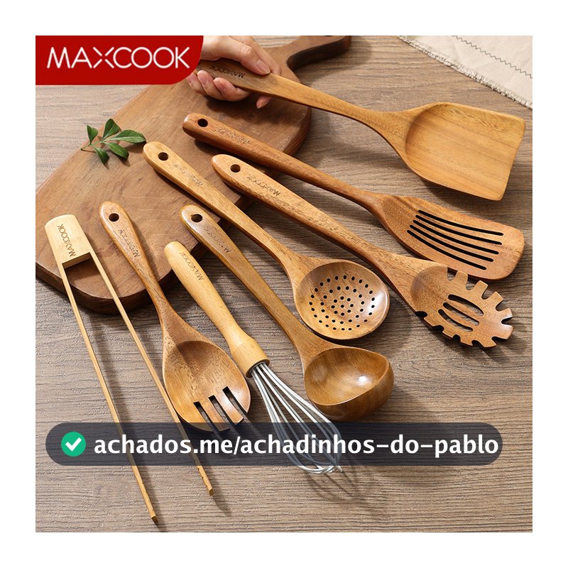 Conjunto De Utensílios De Madeira MAXCOOK 8 Peças Cozinha Espátula Concha Acessórios De