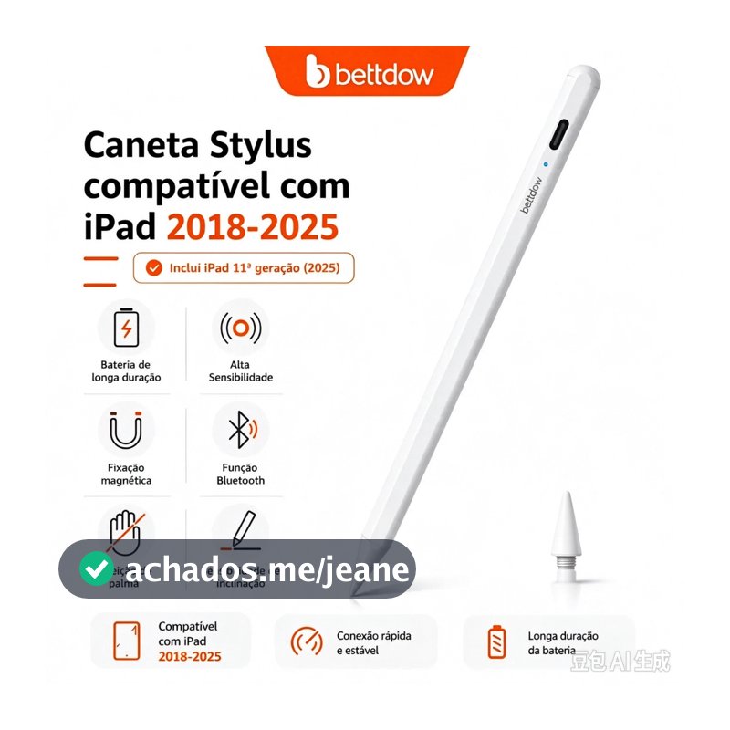 BETTDOW 11th Plus Caneta Stylus para iPad Stylus Pencil Rejeição da palma 9th Gen 8th 7th 6th Pro 11 12.9 2018-2025